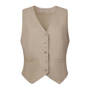 Button Down V Neck Formal Business Waistcoat Khaki